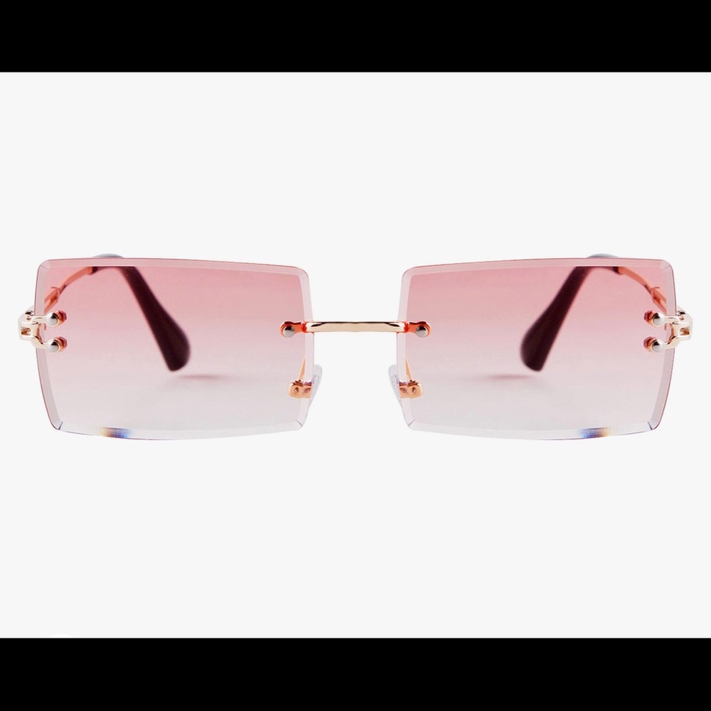 ADE WU Rimless Rectangle Pink Sunglasses - Picture 6 of 6